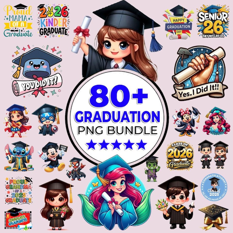 80+ Graduation Mega Bundle, Graduation Cartoon Characters Png Clipart ...