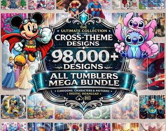 98000+ 20oz Variety Pack Mega Tumbler Wrap Bundle, Cartoon Tumbler Png, All Cartoons Character Sublimation Tumbler Png, Watercolor Tumbler
