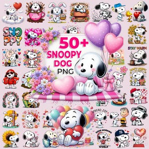 Paquete de más de 50 imágenes PNG de Snoopy Dog, Snoopy Dog Balloon PNG, Snoopy Dog Clipart, Cartoon PNG, Funny Snoopy PNG, Dog Sublimation, Cartoon Style Bundle