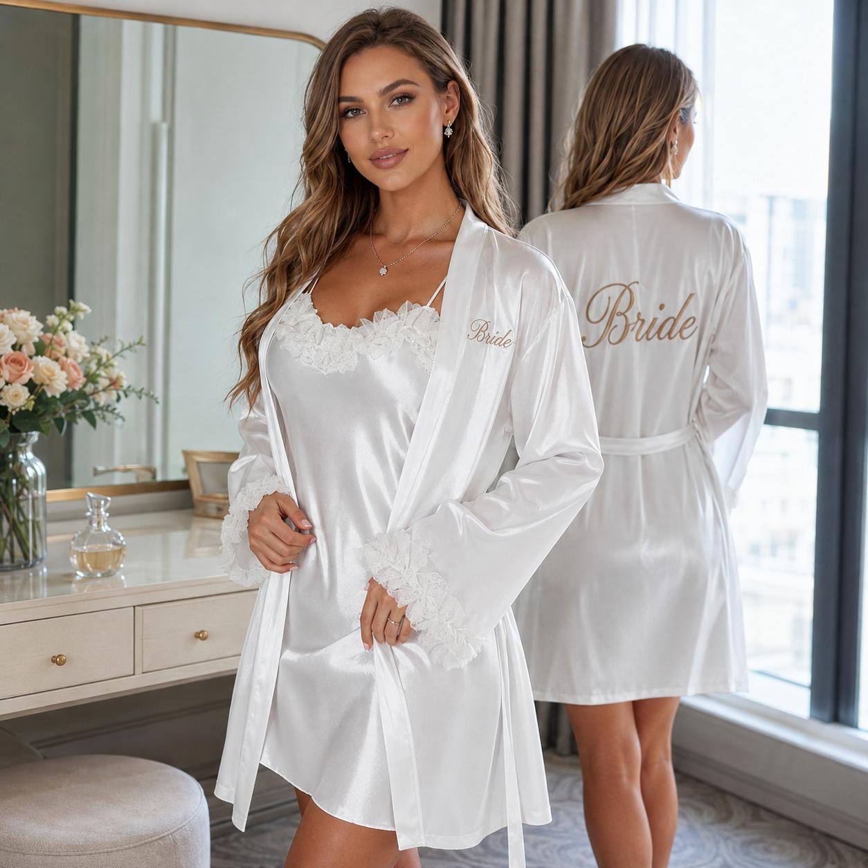 etsy bridesmaid dressing gowns Satin Robes purple wedding guest dresses