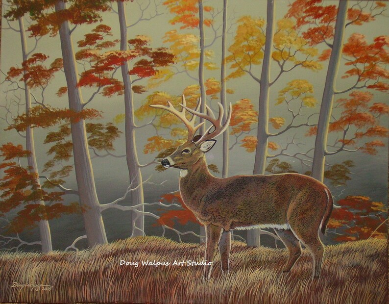 Whitetail Deer Print Art Print Acrylic Wildlife Art Autumn | Etsy