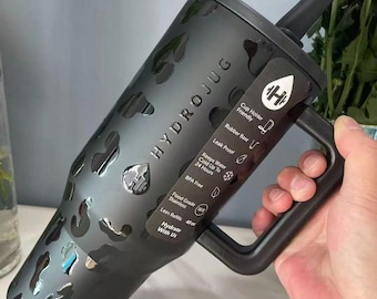 Hydro Jug Stainless Steel 40oz Tumbler Engraved with  Black Leopard Print