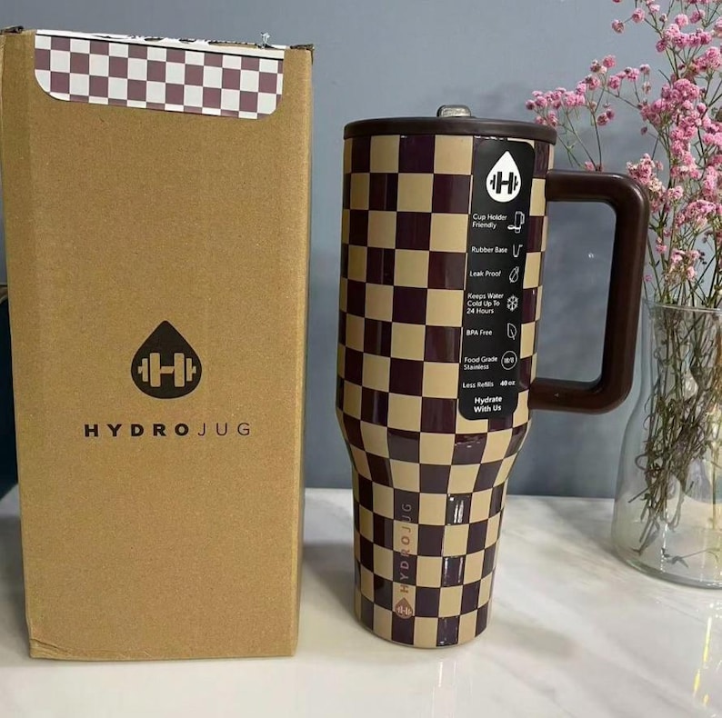 Hydro Jug Stainless Steel 40oz Tumbler Engraved with Coffee Grid