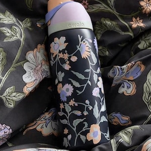 32oz Stainless Steel Owala Water Bottle Engraved with Midnight Garden