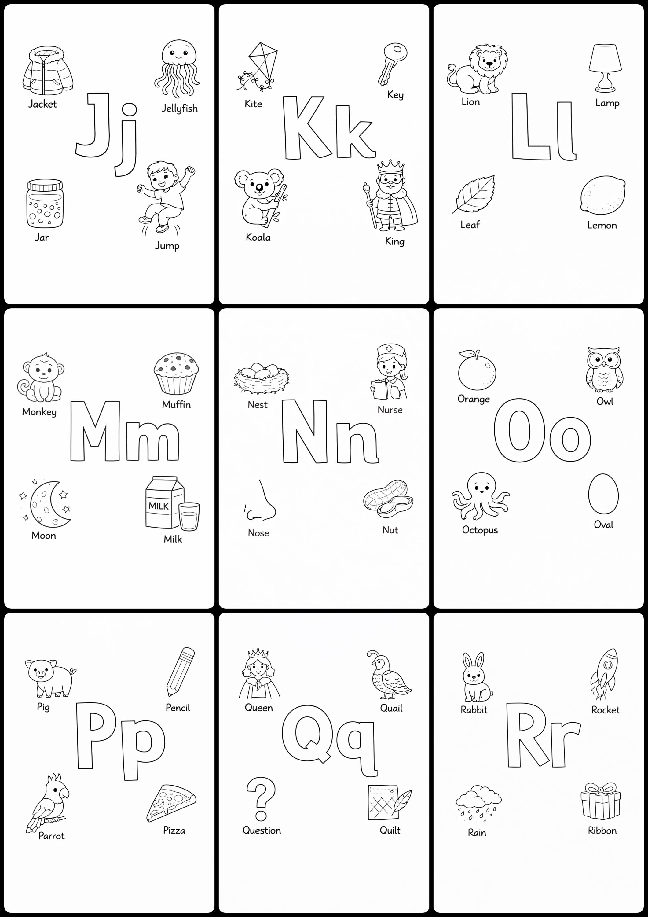 Alphabet Coloring Pages A-Z – Preschool Letter Worksheets (PDF/PNG ...