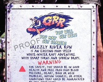 Disney-Grizzly River Run WARNING Poster 11x14