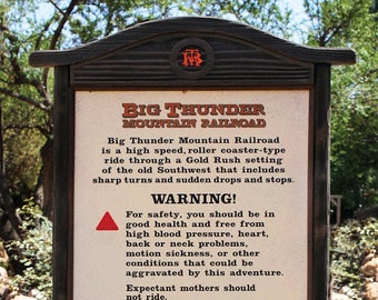 Disney Big Thunder Mountain Railroad WARNING Poster 11x14