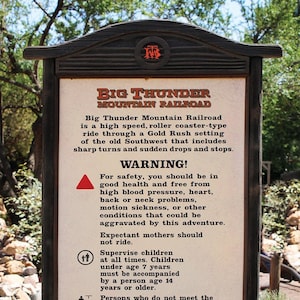 Disney Big Thunder Mountain Railroad WARNING Poster 11x14