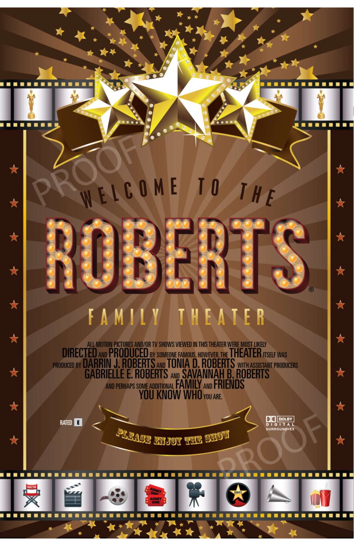 Home Theater Poster 24x36personalized Etsy