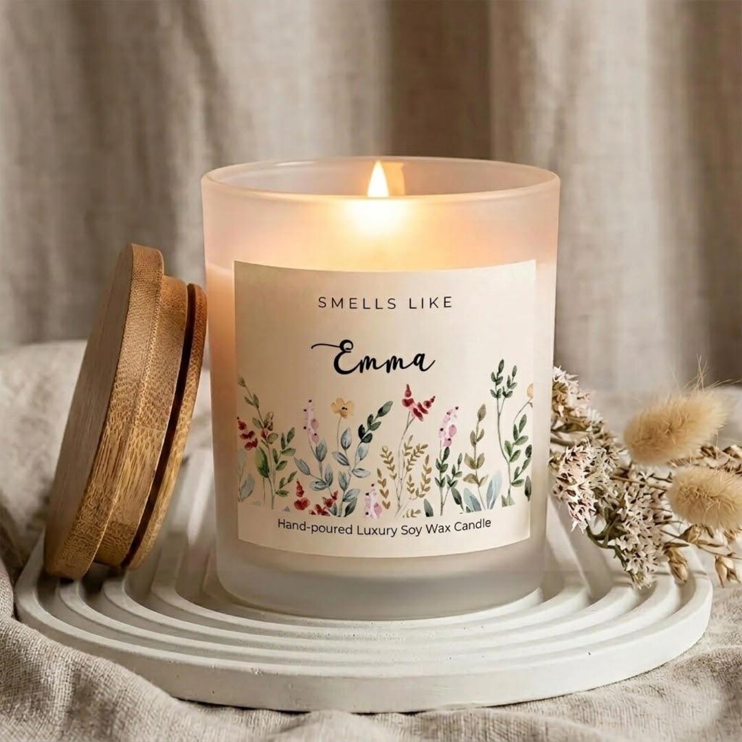 Personalized Smells Like Candle, Custom Name Wildflower Soy Wax Candle ...