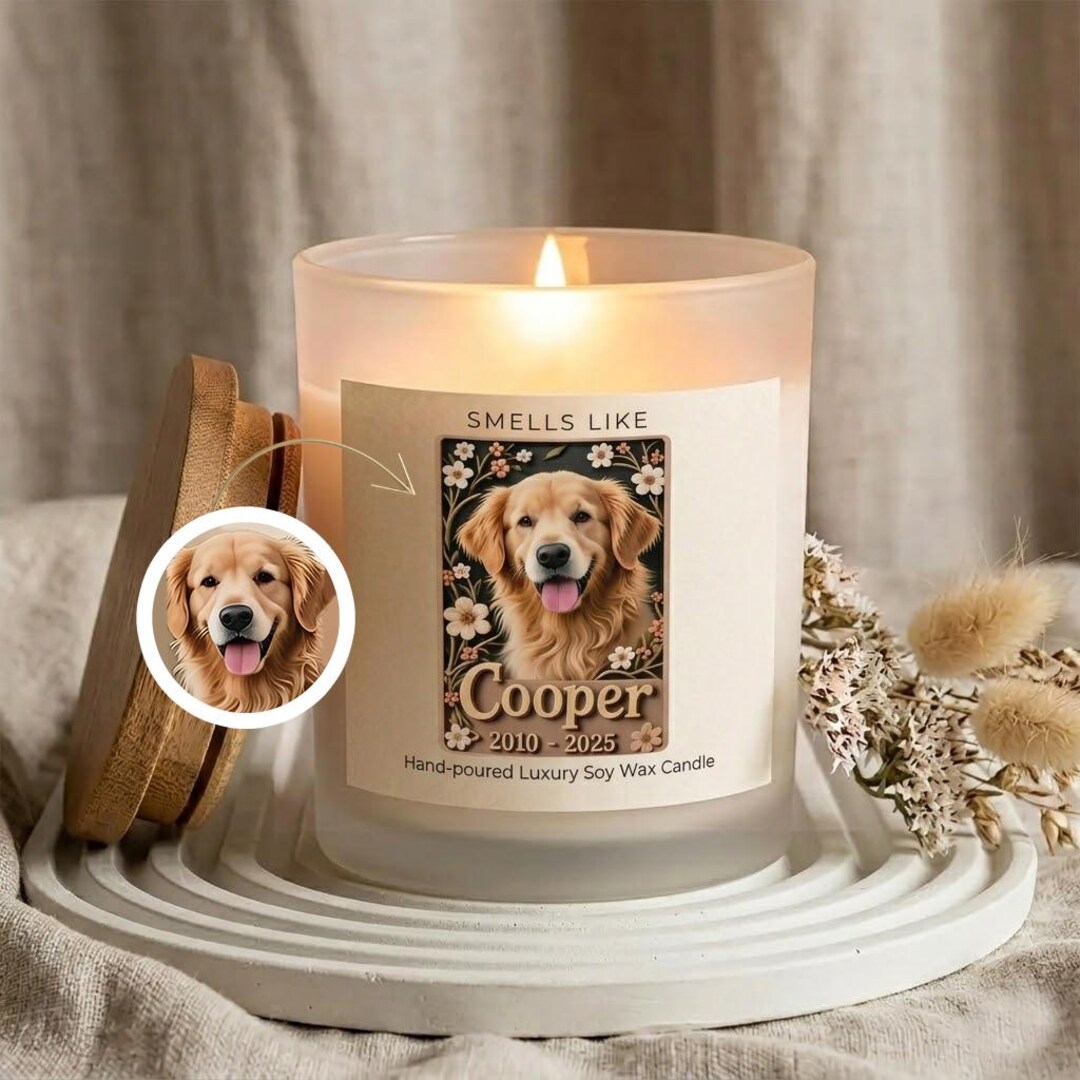 Custom Pet Memorial Candle, Personalized Dog Portrait Loss of Pet ...