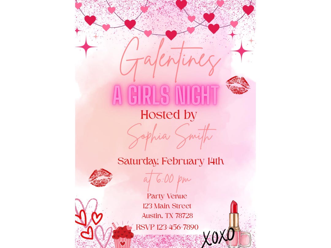Galentines Invitation, Girls Night, Pink and White - Etsy