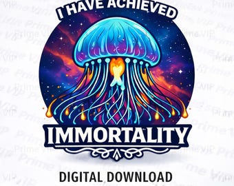 Medusa Cósmica PNG – Diseño "He Alcanzado la Inmortalidad" (Descarga Digital)