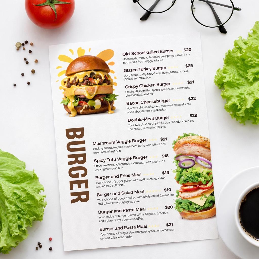 Editable Burger Menu Template, Modern Fast Food Design (canva Download ...