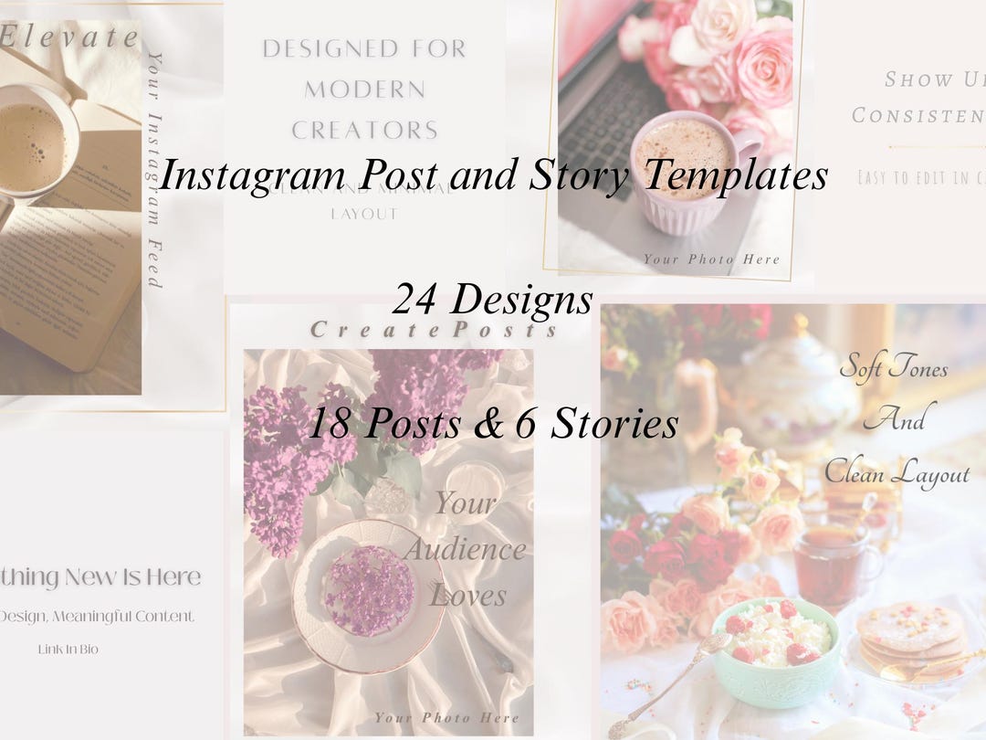 Instagram Canva Templates | 18 Posts + 6 Stories | Editable With Free ...