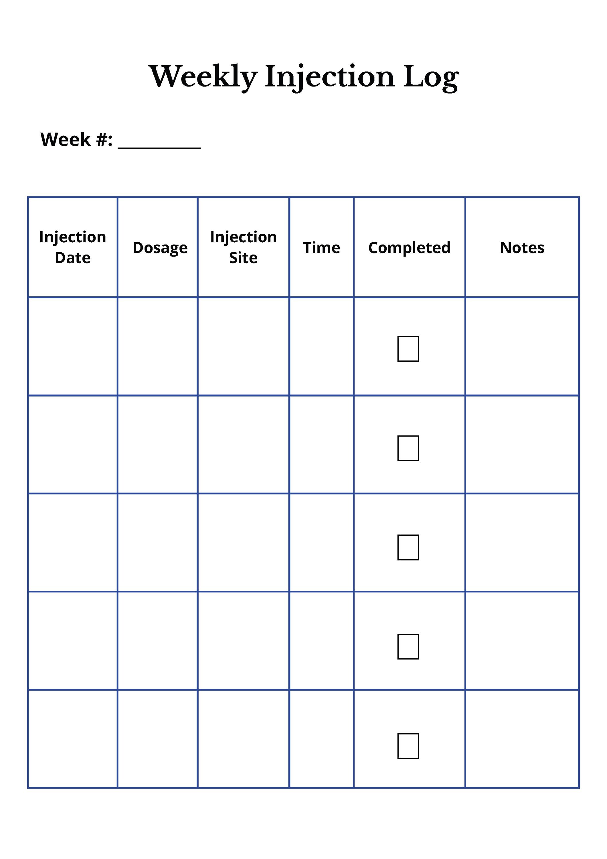 Weekly Injector GLP-1 Injection and Wellness Tracker | Printable & Fillable PDF ...