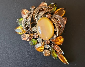 Vintage Alice Caviness Rhinestone Brooch Pin Unsigned Attributed