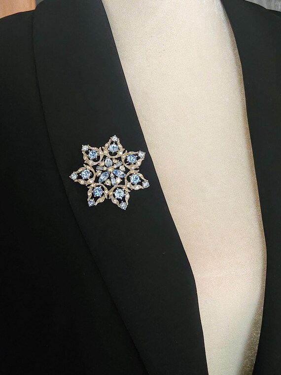 Vintage Bogoff Signed Blue and Clear Rhinestone B… - image 3