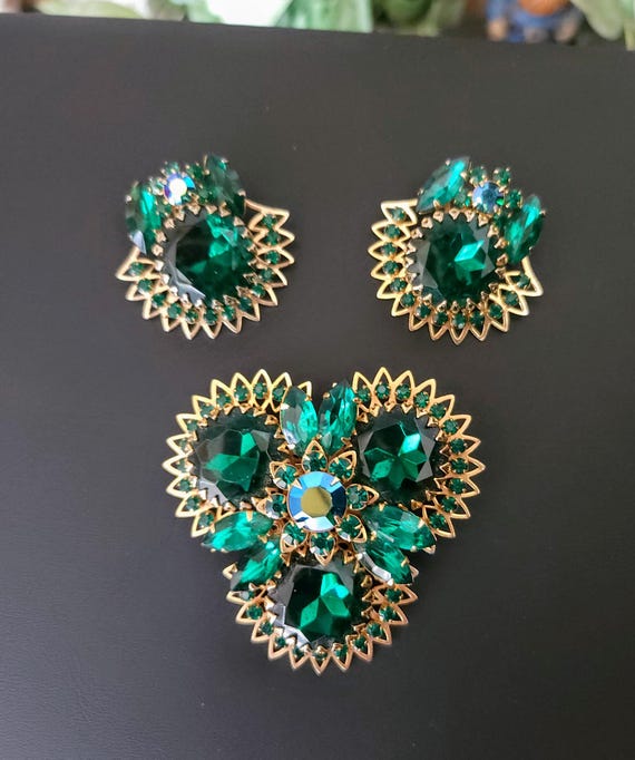 Judy Lee　Vintage　emerald green RS　brooch Judy Lee Vintage emerald green RS brooch（VTG GORGEOUS