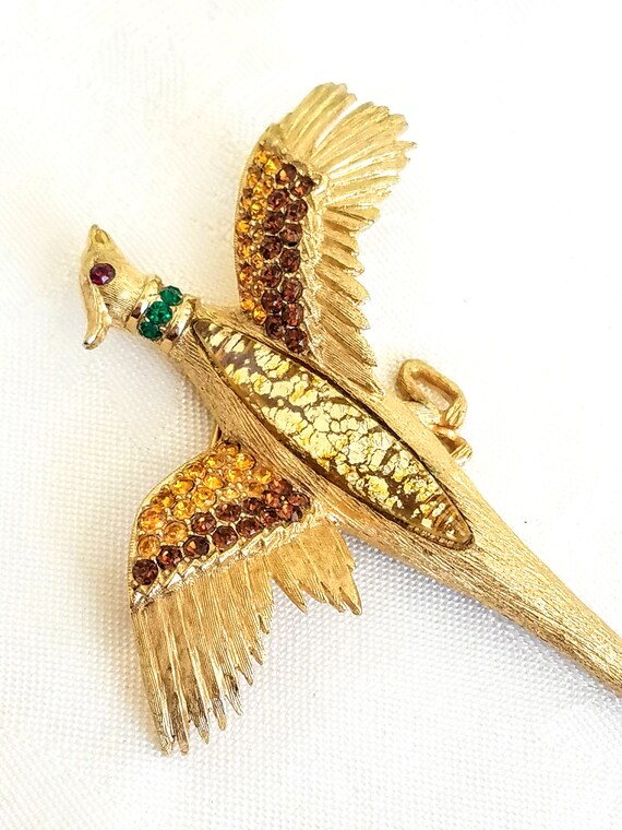 Rare Signed Charel Bird Brooch - Bird Pin - Rhines