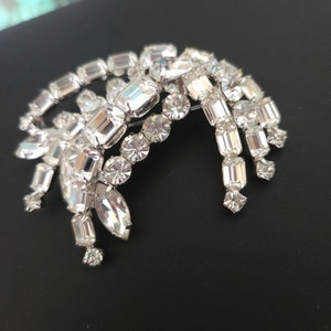 Vintage KRAMER of New York Blue Rhinestone Brooch Pin