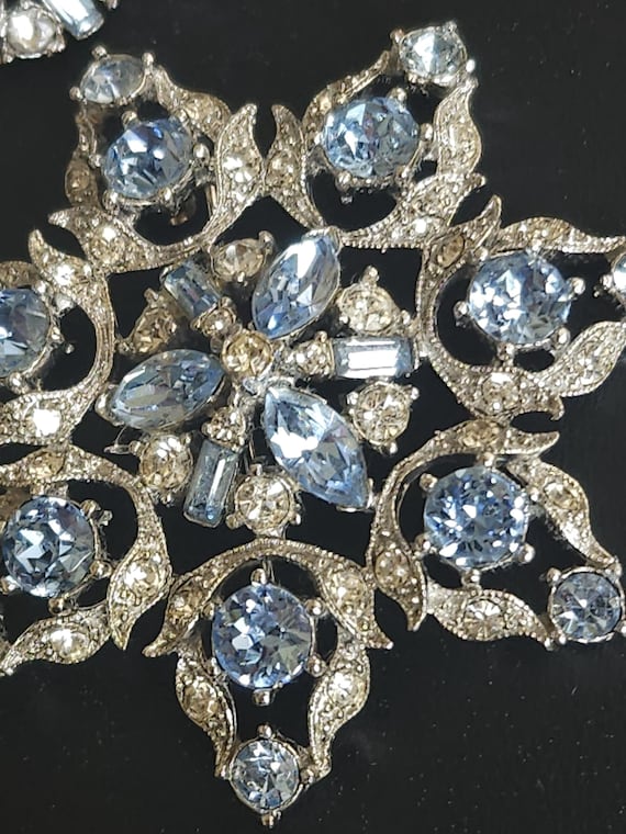 Vintage Bogoff Signed Blue and Clear Rhinestone B… - image 6