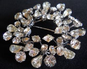 Eisenberg Clear Rhinestone Brooch, Huge, Signed Collector Piece Vintage