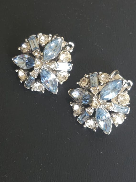 Vintage Bogoff Signed Blue and Clear Rhinestone B… - image 7