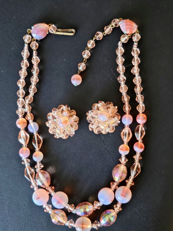 Vintage West Germany Peach Beaded 2 Strand Necklac