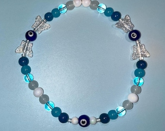 Evil Eye/Mal de Ojo and Butterflies phone strap