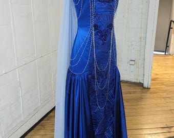 Blue Art Deco beaded gown /Anastasia /Downton Abbey