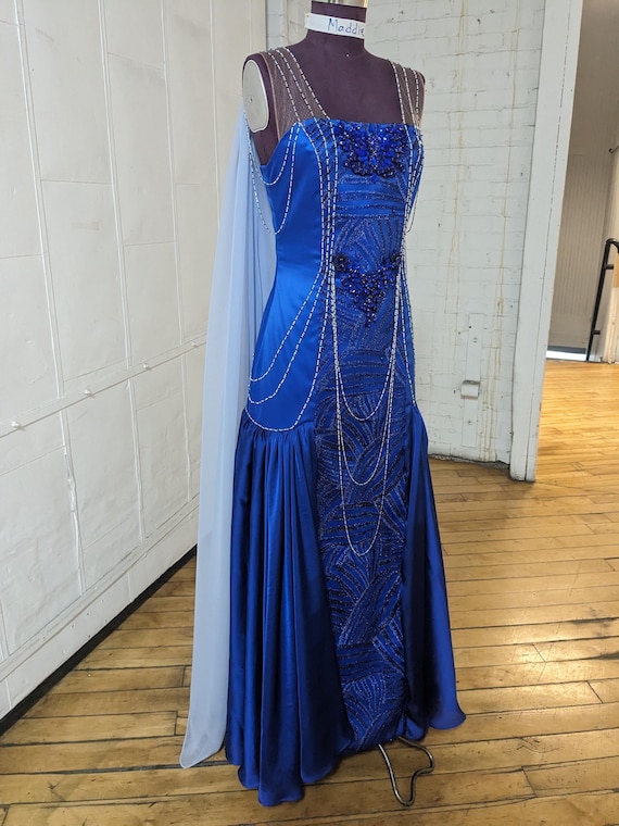 Blue Art Deco Beaded Gown /anastasia /downton Abbey - Etsy Blue Art Deco Beaded Gown /anastasia /downton Abbey - Etsy