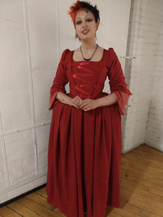 open lace back dress Red and Gold Quince Dress with Cape Sleeves