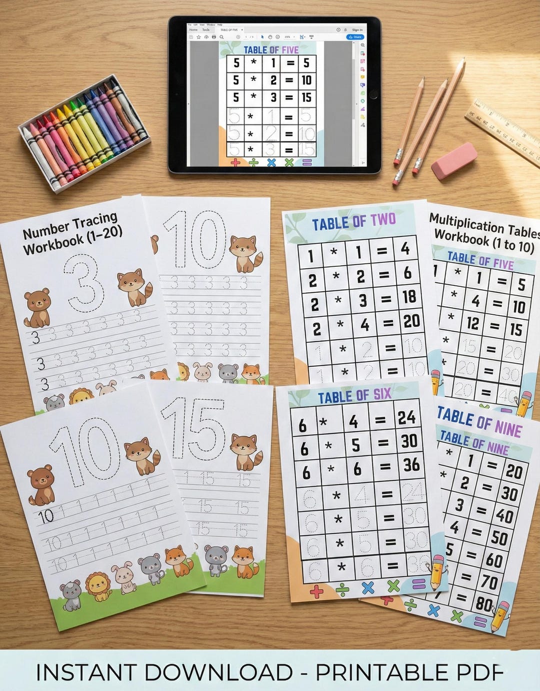 Small Table Tracing Kids Math Workbook – Number Tracing 1-20, Multiplication Tables ...