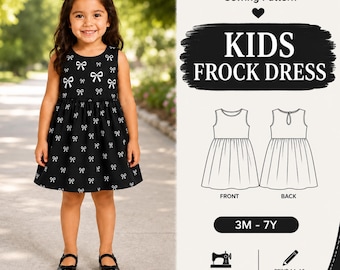 Kinder Kittel Schnittmuster PDF, Kleinkind Sommerkleid Schnittmuster, Kleinkind Schnittmuster, Einfache Nähanleitung, A0 A4 Schnittmuster, Instant Download
