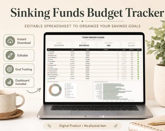 Sinkende Gelder Budget Tracker Tabelle, bearbeitbarer Sparzielplaner, digitale Budgetvorlage, Excel Spar-Tracker, sofort Download