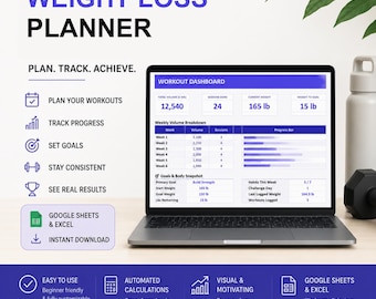 Workout-Planer-Spreadsheet, Übungs-Tracker Vorlage, 75 Soft Challenge-Tracker, Fitness-Planer, Gewichtsverlust-Tracker im Fitnessstudio, Google Sheets
