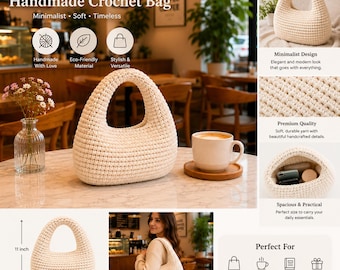 Moderne Häkelhandtasche, PDF-Anleitung für eine Tasche aus T-Shirt-Garnkordel, einfache DIY-Anleitung, Schultertasche für Anfänger, Sommer-Häkelanleitung für eine dicke Tasche