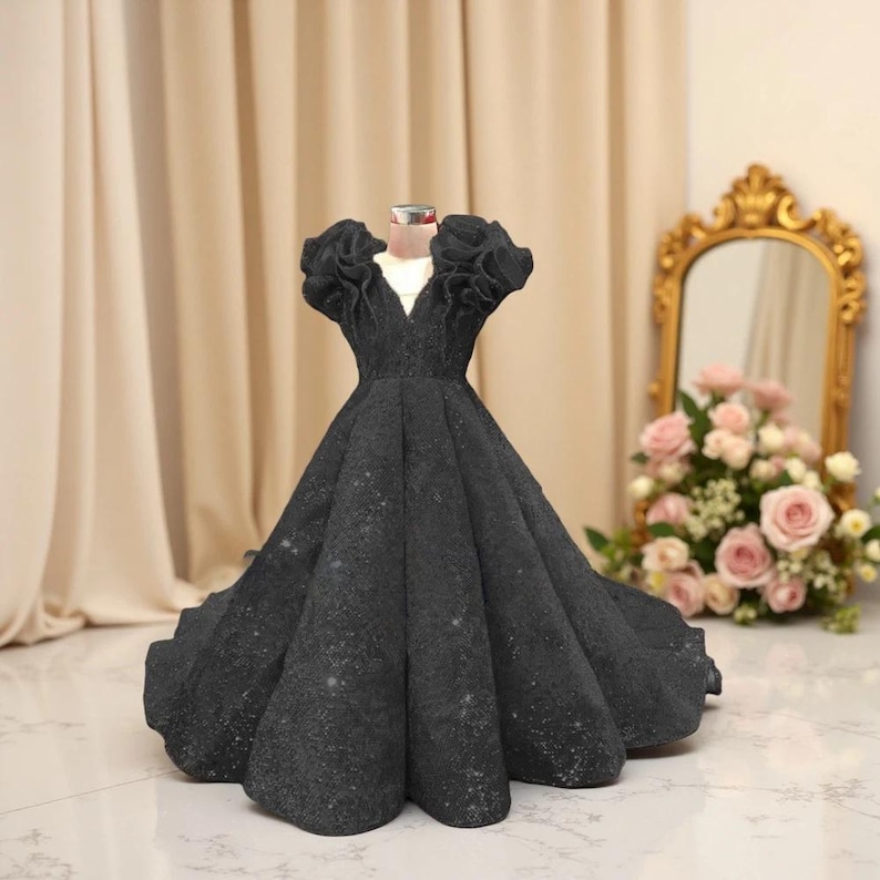 Shining Ruffles Shining Red Flower Girl Dress Sequin Ruffle Puffy Wedding Party Gown - Etsy