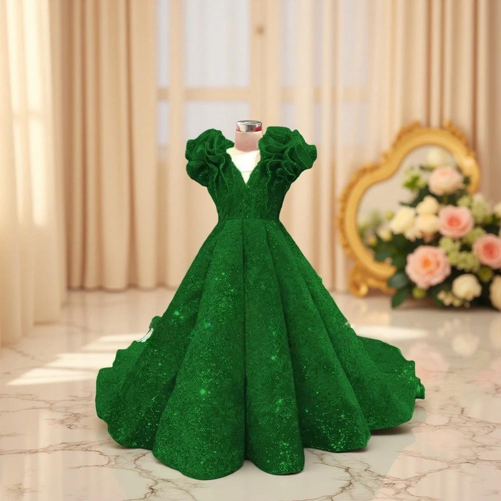 Shining Ruffles Shining Red Flower Girl Dress Sequin Ruffle Puffy Wedding Party Gown - Etsy