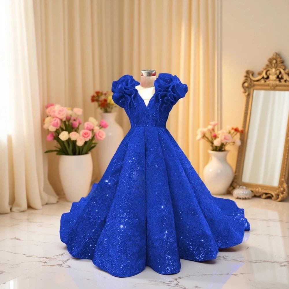 Shining Ruffles Shining Red Flower Girl Dress Sequin Ruffle Puffy Wedding Party Gown - Etsy