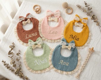 Babero personalizado con nombre, baberos bordados a medida para bebés, regalo para recién nacidos, baby shower, regalo para niños y niñas.