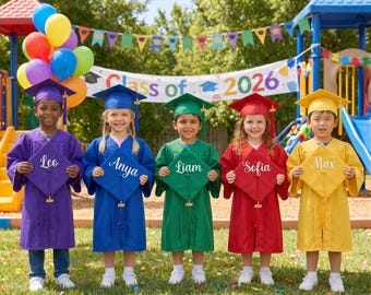 Kindergarten Graduation Gown, Kids Graduation Cap & Gown, Preschool  Kindergarten Graduation Outfit, Personalized Graduation Gift