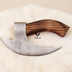 Hacha cortadora de pizza estilo vikingo hecha a mano / Herramienta de cocina rústica / Cortador de inspiración medieval