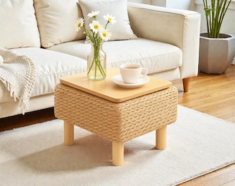 Handcrafted Footstool , Ottoman Woven Footrest Bench, Dressing Stool Seat