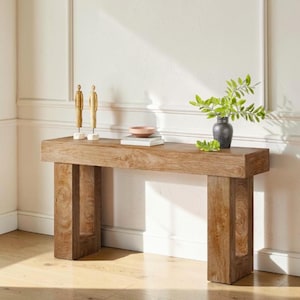 63-Inch Farmhouse Console Table, Long Narrow Wooden Sofa Table for Entryway and Living Room
