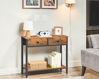 Console Table with Two Drawers and Storage Shelf for Hallway Living Room Side Table