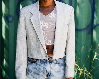 Vintage 80 Reworked Cropped Levi Strauss Button Blazer Jacket