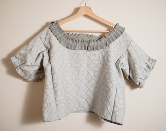 Avant Garde One of a Kind Ruffle Structured Top in a Powder Blue Grey Size Medium Gender Neutral Unisex