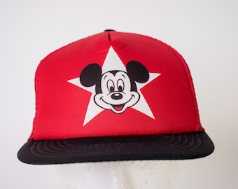 1980s Disney Mickey Mouse Baseball Cap — Vintage Walt Disney Hat — Adult Size